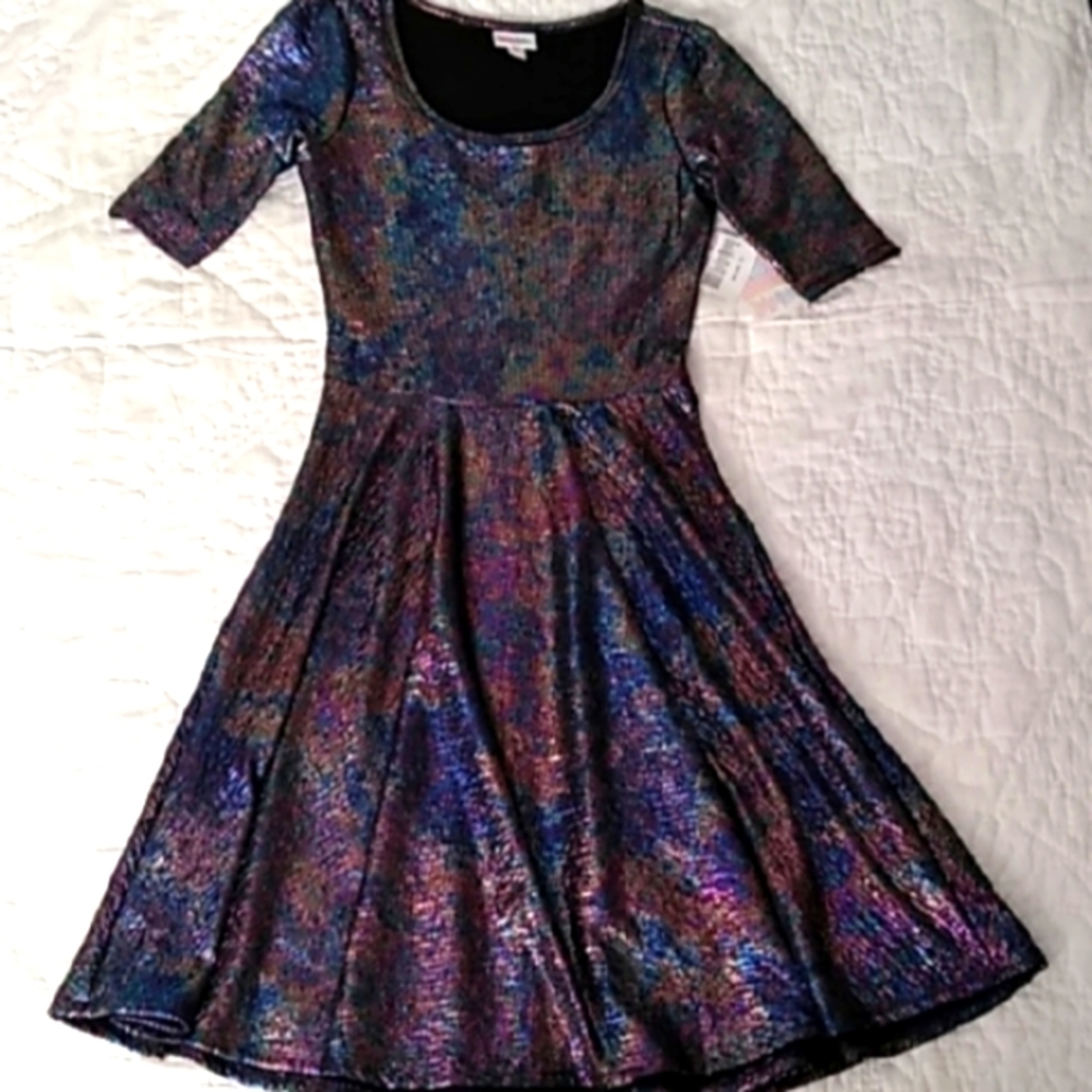 LuLaRoe Nicole Women's Pullover Dress Scoop Neck Sparkly NWT